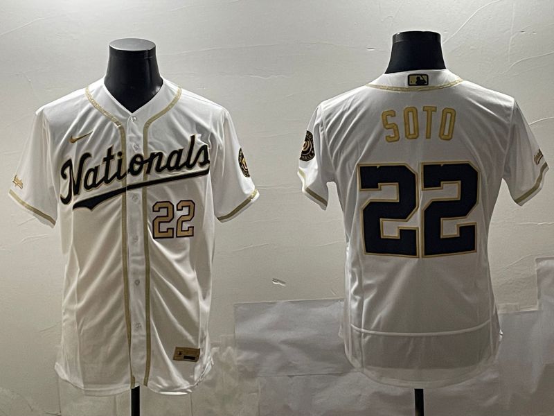 Men Washington Nationals #22 Soto White Gold Elite 2025 Nike MLB Jersey style 4->washington nationals->MLB Jersey